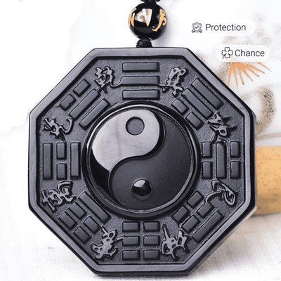 Pendentif "Yin Yang Tai Chi" en Obsidienne Noire - Bijou de Bien-être et Harmonie