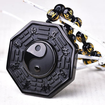 Pendentif "Yin Yang Tai Chi" en Obsidienne Noire - Bijou de Bien-être et Harmonie