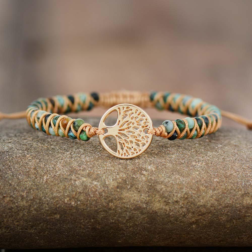 Bracelet "Vie Éternelle" en Turquoise Africaine - Bijou de Bien-être et Harmonie