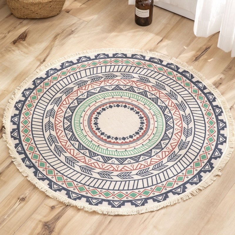 Tapis Rond Ethnique Mandala - Bijou de Bien-être et Harmonie