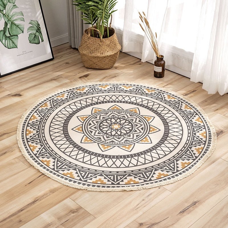 Tapis Rond Ethnique Mandala - Bijou de Bien-être et Harmonie