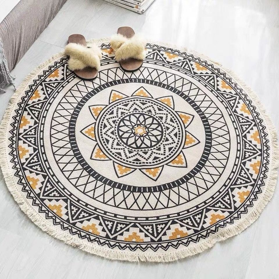 Tapis Rond Ethnique Mandala - Bijou de Bien-être et Harmonie